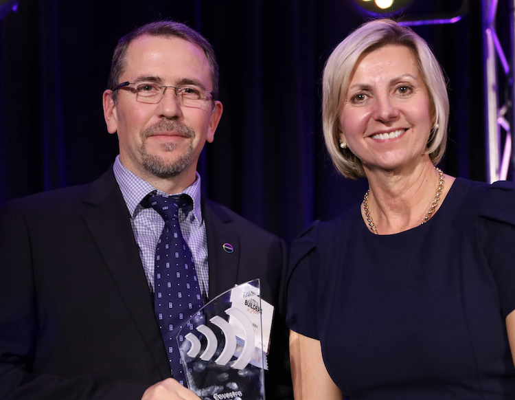 Samir Hifri of Covestro (left) with Petra Mitchell of Catalyst Connection.