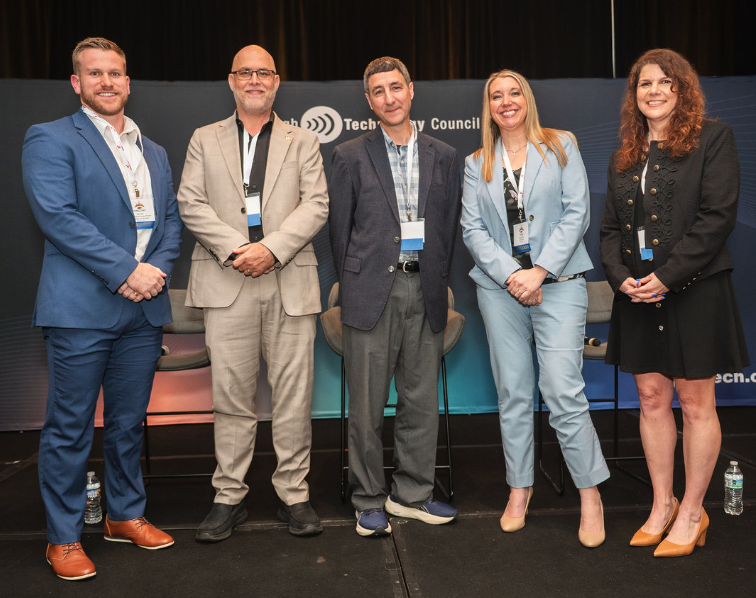From left: Timothy Vernick, Associate Principal Threat Intelligence Analyst, Dragos; Andy Ritter   CISO, Commonwealth of Pennsylvania; Greg Kassimer, Sr. Director, Information Assurance Services, UPMC ; Julie Ray, Ph.D., VP & CISO, Wabtec; and Laurie Iacano, Director of Threat Intelligence, At-Bay Security. 