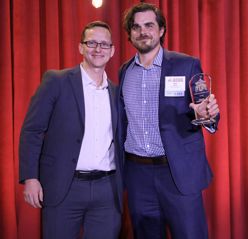 Geoff Locher of KL Gates (left) with Tyler Asher from Swank.